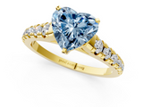 Yellow gold Fancy Blue Heart  Cut Diamond Solitaire with Pave Band and Four-Prong Setting_114