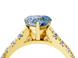 Yellow gold Fancy Blue Heart  Cut Diamond Solitaire with Pave Band and Four-Prong Setting_117