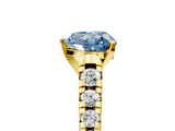 Yellow gold Fancy Blue Heart  Cut Diamond Solitaire with Pave Band and Four-Prong Setting_118