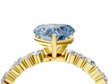 Yellow gold Fancy Blue Heart Cut Diamond Solitaire with Side Stones, Pave Band, Four-Prong Setting_100