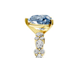 Yellow gold Fancy Blue Heart Cut Diamond Solitaire with Side Stones, Pave Band, Four-Prong Setting_101