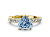 Yellow gold Fancy Blue Heart Cut Diamond Solitaire with Side Stones, Pave Band, Four-Prong Setting_96