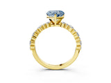 Yellow gold Fancy Blue Heart Cut Diamond Solitaire with Side Stones, Pave Band, Four-Prong Setting_99