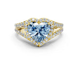 Yellow gold Fancy Blue Heart Cut Diamond Split Shank Halo Ring with Four-Prong Setting_58