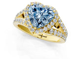 Yellow gold Fancy Blue Heart Cut Diamond Split Shank Halo Ring with Four-Prong Setting_59