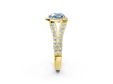 Yellow gold Fancy Blue Heart Cut Diamond Split Shank Halo Ring with Four-Prong Setting_60