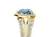 Yellow gold Fancy Blue Heart Cut Diamond Split Shank Halo Ring with Four-Prong Setting_63