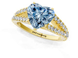 Yellow gold Fancy Blue Heart Cut Diamond Split Shank Pavé Engagement Ring with Four-Prong Setting_61