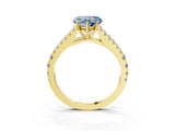 Yellow gold Fancy Blue Heart Cut Diamond Split Shank Pavé Engagement Ring with Four-Prong Setting_63