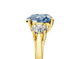 Yellow gold Fancy Blue Heart Cut Diamond Three-Stone Engagement Ring with Prong Setting and Pavé Band_5