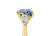 Yellow gold Fancy Blue Heart Cut Diamond Three-Stone Ring with Pear Side Stones and Four-Prong Setting_77