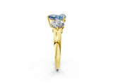 Yellow gold Fancy Blue Heart Cut Diamond Three-Stone Ring with Prong Setting and Classic Band_124
