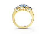 Yellow gold Fancy Blue Heart Cut Diamond Three-Stone Ring with Prong Setting and Classic Band_125