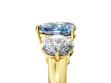Yellow gold Fancy Blue Heart Cut Diamond Three-Stone Ring with Prong Setting and Classic Band_127