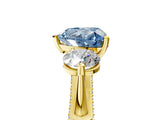 Yellow gold Fancy Blue Heart Cut Diamond Three-Stone Ring with Prong Setting and Pavé Band_5
