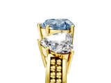Yellow gold Fancy Blue Heart Cut Diamond Three-Stone Ring with Prong Setting and Textured Band_5