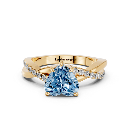 Yellow gold Fancy Blue Heart  Cut Diamond Twist Band Solitaire with Prong Setting_11