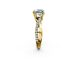 Yellow gold Fancy Blue Heart  Cut Diamond Twist Band Solitaire with Prong Setting_57