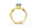 Yellow gold Fancy Blue Heart  Cut Diamond Twist Band Solitaire with Prong Setting_58