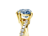 Yellow gold Fancy Blue Heart  Cut Diamond Twist Band Solitaire with Prong Setting_60