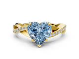 Yellow gold Fancy Blue Heart  Cut Diamond Twisted Band Engagement Ring with Prong Setting_3