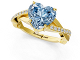 Yellow gold Fancy Blue Heart  Cut Diamond Twisted Band Engagement Ring with Prong Setting_4