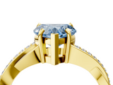 Yellow gold Fancy Blue Heart  Cut Diamond Twisted Band Engagement Ring with Prong Setting_7