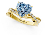 Yellow gold Fancy Blue Heart  Cut Diamond Twisted Band with Pavé Setting and Four-Prong Setting_21