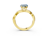 Yellow gold Fancy Blue Heart  Cut Diamond Twisted Band with Pavé Setting and Four-Prong Setting_23