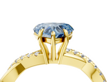 Yellow gold Fancy Blue Heart  Cut Diamond Twisted Band with Pavé Setting and Four-Prong Setting_24