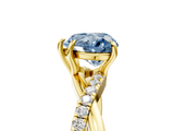 Yellow gold Fancy Blue Heart  Cut Diamond Twisted Band with Pavé Setting and Four-Prong Setting_25