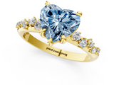 Yellow gold Fancy Blue Heart  Cut Diamond Vine Band with Four-Prong Setting_41
