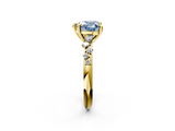 Yellow gold Fancy Blue Heart  Cut Diamond Vine Band with Four-Prong Setting_42