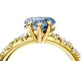 Yellow gold Fancy Blue Heart  Cut Diamond Vine Band with Four-Prong Setting_44