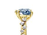 Yellow gold Fancy Blue Heart  Cut Diamond Vine Band with Four-Prong Setting_45