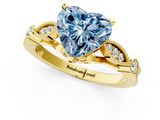 Yellow gold Fancy Blue Heart  Cut Diamond with Milgrain Marquise and Bezel Accents on a Solitaire Band with Prong Setting_214