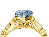 Yellow gold Fancy Blue Heart  Cut Diamond with Milgrain Marquise and Bezel Accents on a Solitaire Band with Prong Setting_217