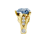 Yellow gold Fancy Blue Heart  Cut Diamond with Milgrain Marquise and Bezel Accents on a Solitaire Band with Prong Setting_218
