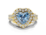 Yellow gold Fancy Blue Heart  Cut Double Halo Diamond Engagement Ring with Pave Band and Four-Prong Setting_41