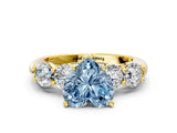 Yellow gold Fancy Blue Heart  Cut Five-Stone Prong Set Diamond Ring with Classic Band_54
