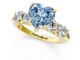 Yellow gold Fancy Blue Heart  Cut Five-Stone Prong Set Diamond Ring with Classic Band_55