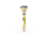 Yellow gold Fancy Blue Heart  Cut Five-Stone Prong Set Diamond Ring with Classic Band_56