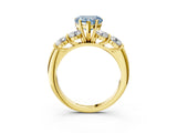 Yellow gold Fancy Blue Heart  Cut Five-Stone Prong Set Diamond Ring with Classic Band_57