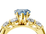 Yellow gold Fancy Blue Heart  Cut Five-Stone Prong Set Diamond Ring with Classic Band_58