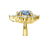 Yellow gold Fancy Blue Heart Cut Halo Diamond Cluster Ring with Marquise and Round Stones on a White Gold Band with Prong Setting_5