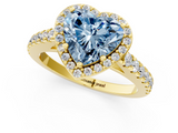 Yellow gold Fancy Blue Heart  Cut Halo Diamond Engagement Ring with Pave Band and Four-Prong Setting_29