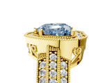 Yellow gold Fancy Blue Heart Cut Halo Diamond Engagement Ring with Pave Split Shank and Four-Prong Setting_5