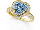 Yellow gold Fancy Blue Heart Cut Halo Diamond Engagement Ring with Split Shank Band and Four-Prong Setting_1