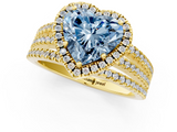 Yellow gold Fancy Blue Heart  Cut Halo Diamond Engagement Ring with Split Shank and Four-Prong Setting_21