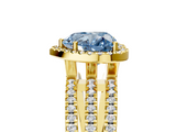 Yellow gold Fancy Blue Heart  Cut Halo Diamond Engagement Ring with Split Shank and Four-Prong Setting_25